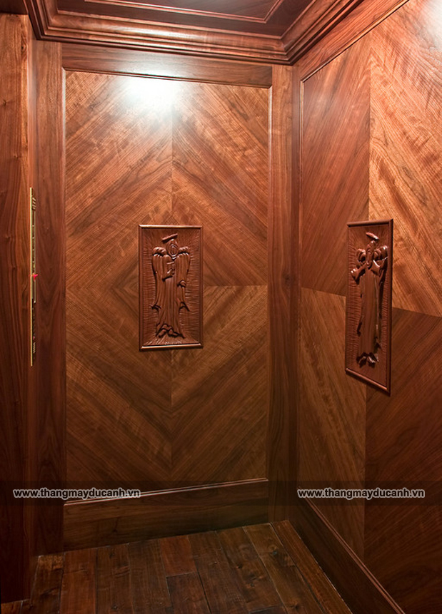thang máy cabin ốp gỗ tại ninh bình