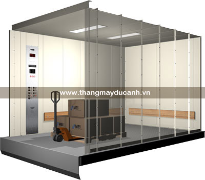 Thang máy tải hàng sử dụng máy kéo