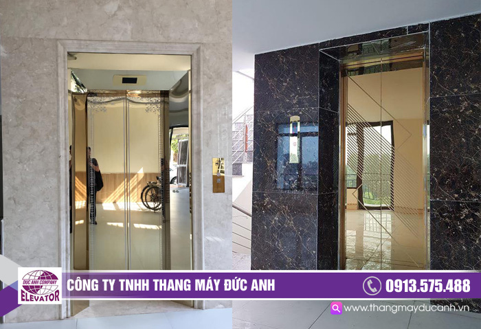 Các mẫu thang máy inox gương vàng đẹp, sang trọng nhất 2020