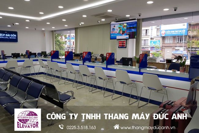 bàn giao thang máy tải khách 630kg tại ngân hàng SCB quảng ninh